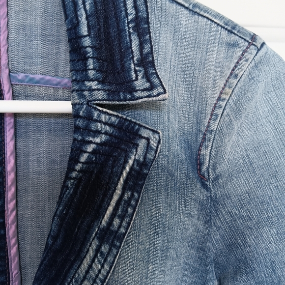 CLEARANCE SALE!! Christine Alexander Light Blue Fitted Jean Jacket - Picture 4 of 16